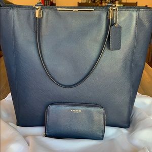Coach Madison North/South Tote and matching wallet